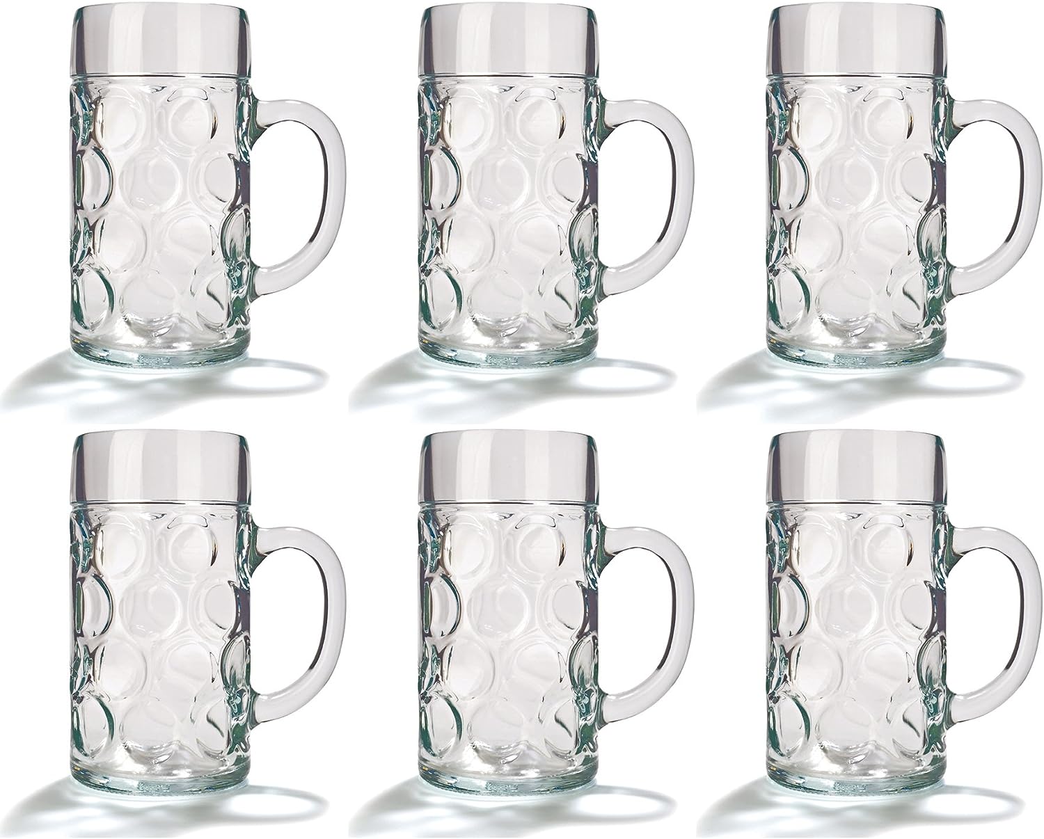 Stölzle Lausitz German Beer Steins 500ml - Pack of 6 | Beer Tankards, Glass Steins, Handled Beer Mugs, Classic Beer Tankards