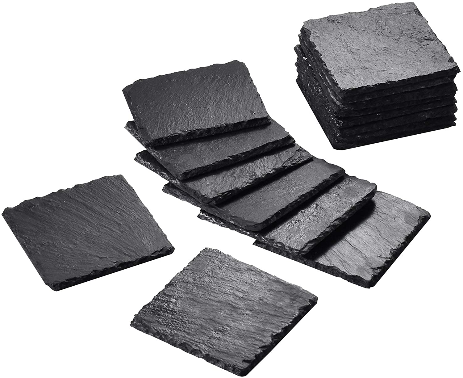 MALACASA, Nature.Slate series, set of 24, 8.75 inches/22 x 16 x 0.5 cm, slate plate, cheese plate, buffet plate, appetizer, slate coaster