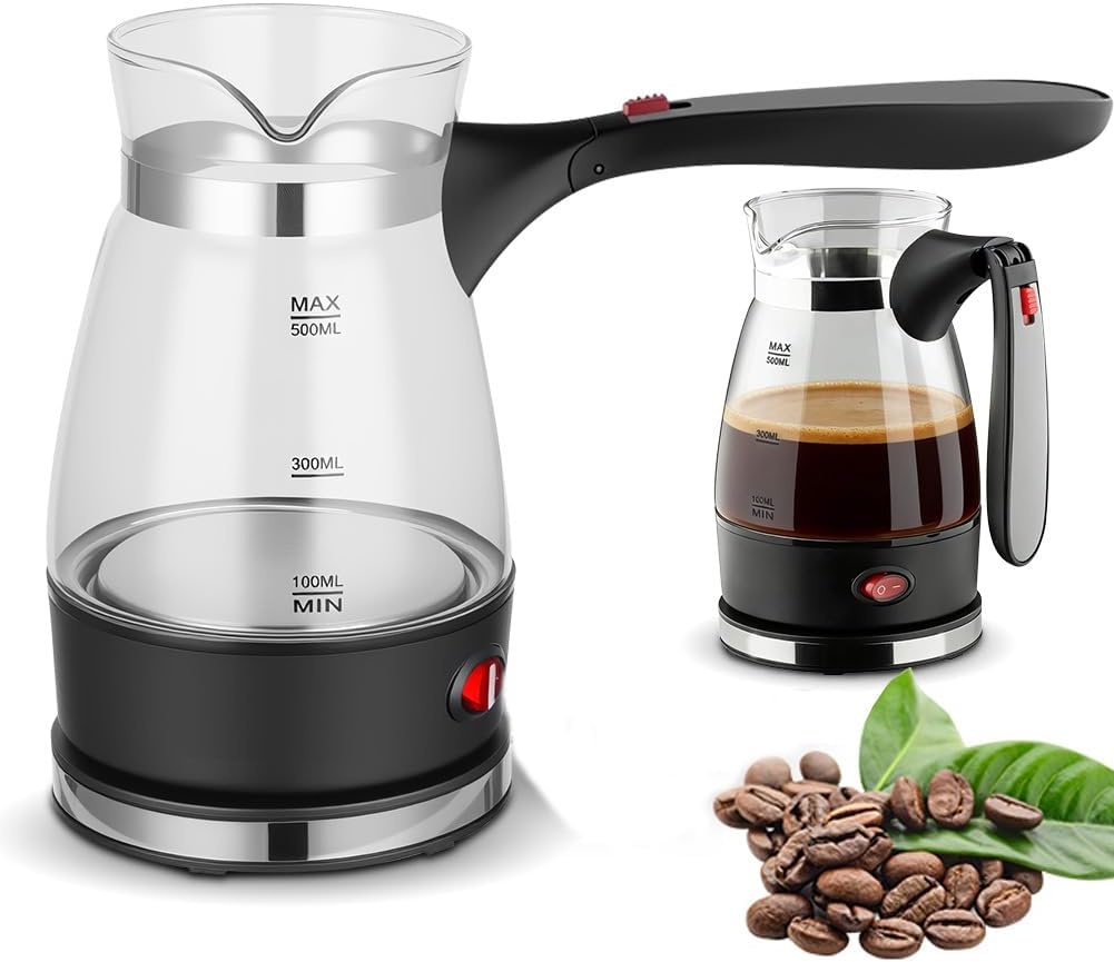 RANJIMA Store RANJIMA Electric Turkish Coffee Machine, Turkish Coffee Maker with Handle, 500 ml Electric Coffee Pot, Espresso Maker, Turkish Coffee Pot, Turkish Coffee Pot, Teapot for Tea, Mocha Coffee