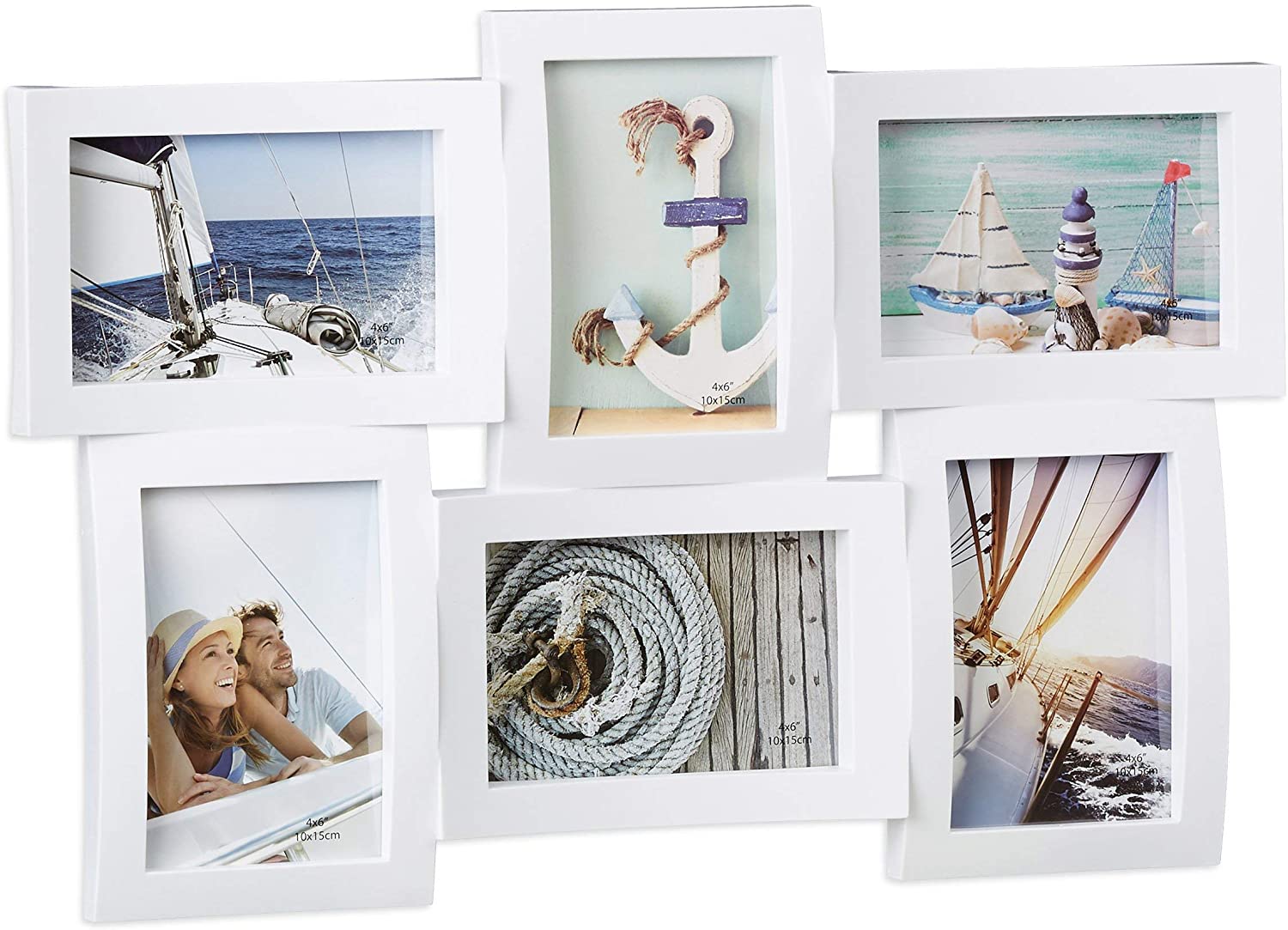 Relaxdays Multi Photo Frame Collage for 6 Pictures 3D Effect Hanging Photo Frame Various Colours