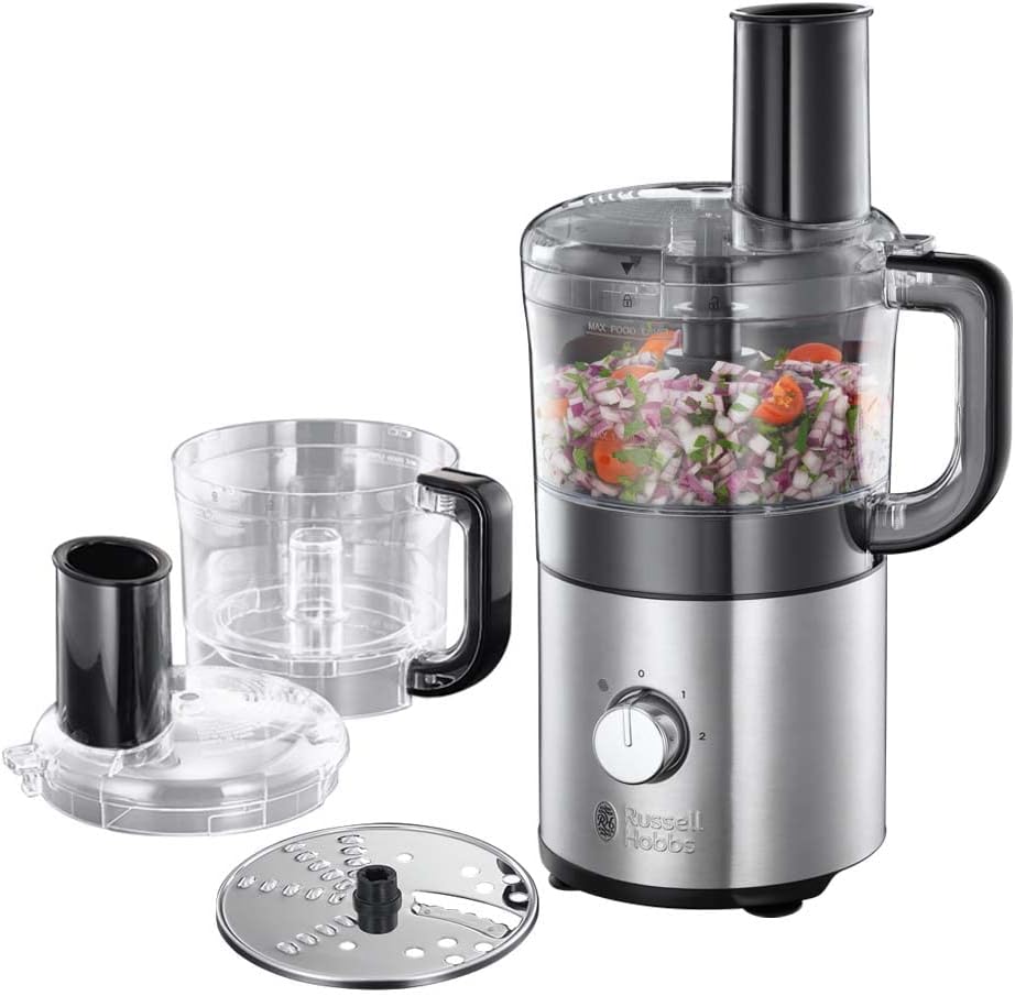 Russell Hobbs Compact Mini Kitchen Machine Space-Saving Design, Stainless steel / black