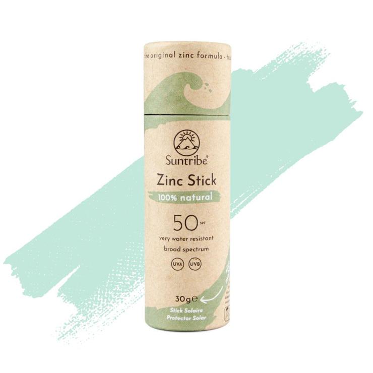 Suntribe Mineral Organic Sun Pen with Zinc SPF 50/30 g - 100% Natural, Reef Proof, Mineral UV Filter - Very Waterproof, Zero Waste - Mint Green