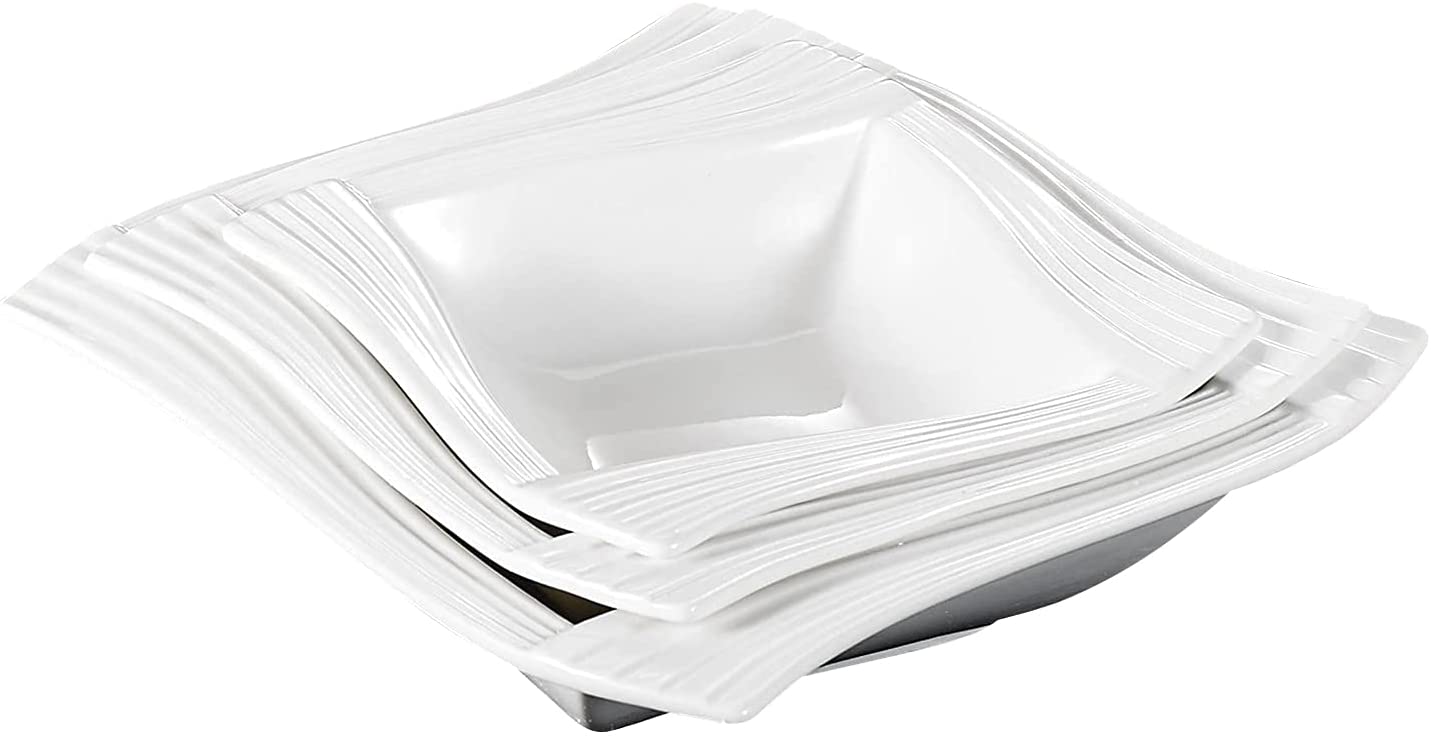 Malacasa, Series Amparo, 3 Part for Set Cream Porcelain 9.25 & 8 & 6.75 Inch Bowl Soup Bowls Bowl