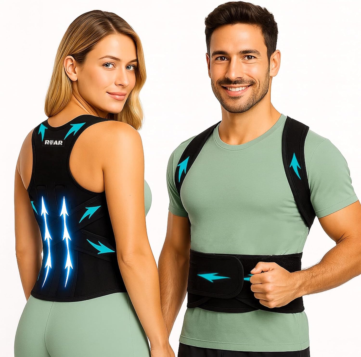 Roar Store Roar Posture Trainer Women Men - Back Strap Posture, Straightener Back, Hollow Cross Correction, Posture Correction - Posture Correction