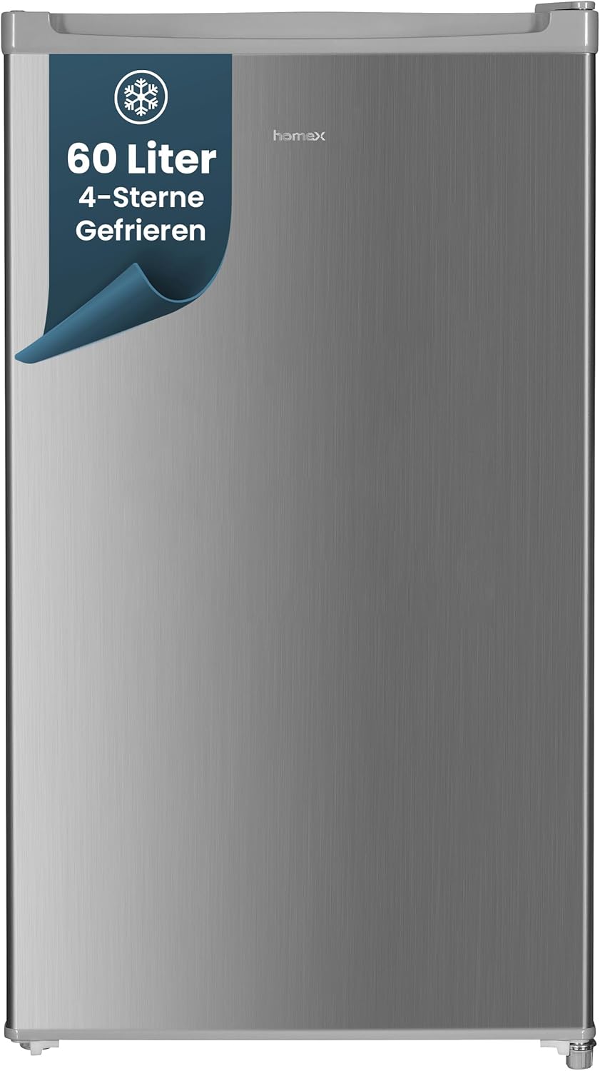 homeX Freezer, Small Freezer - 60 L Net Capacity, 4-Star Freezer, Compact Freezer, Freestanding Freezer, Temperature Control, Interchangeable Door Hinge, Quiet 40 dB, Silver
