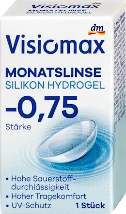Visiomax Silicone hydrogel monthly contact lens, diopter -0.75, 1 pc