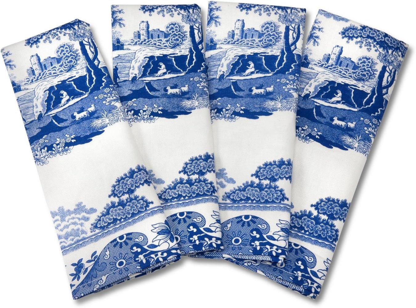 Portmeirion Blue Italian Napkins S/4, Blue & White