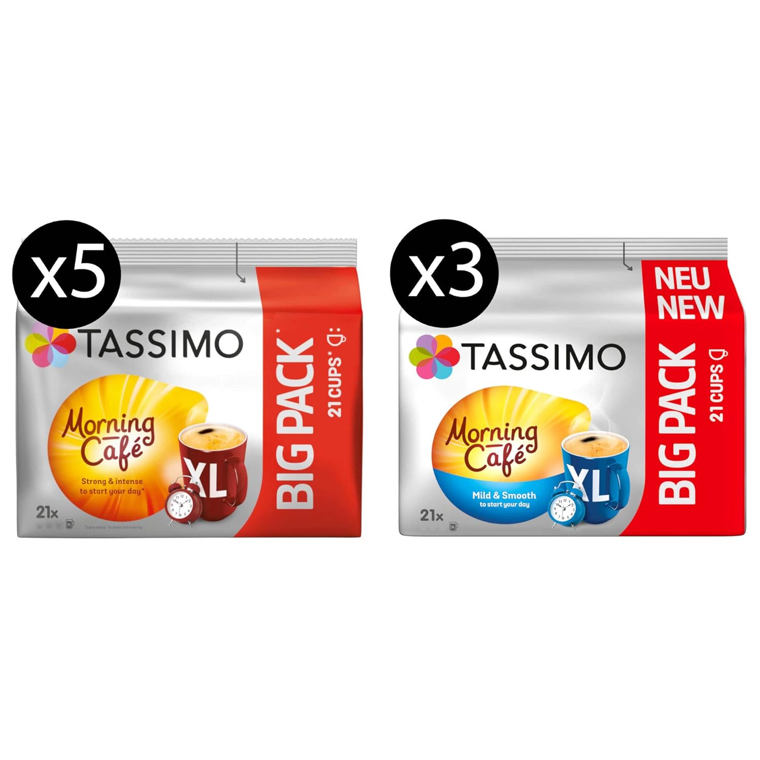 Tassimo Morning Café XL 168 Coffee Capsules Trial Pack 8 x 21 Drinks
