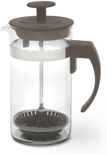 Excelsa Relax Glass Tea Infuser, 35 cl, Lid and Handle, Dove Grey, Stainless Steel Filter