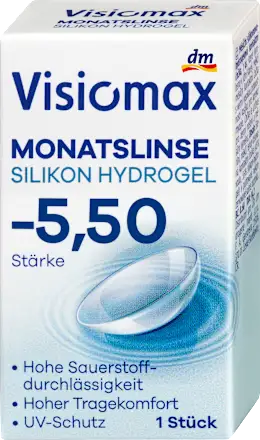 Visiomax Silicone hydrogel monthly contact lens, diopter -5.5, 1 pc.