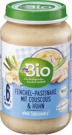 dmBio Menu Fennel parsnip with couscous and chicken from the 6th month, Demeter, 190 g