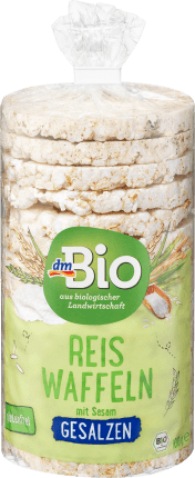 dmBio Waffles, rice waffles, sesame salted, 100 g