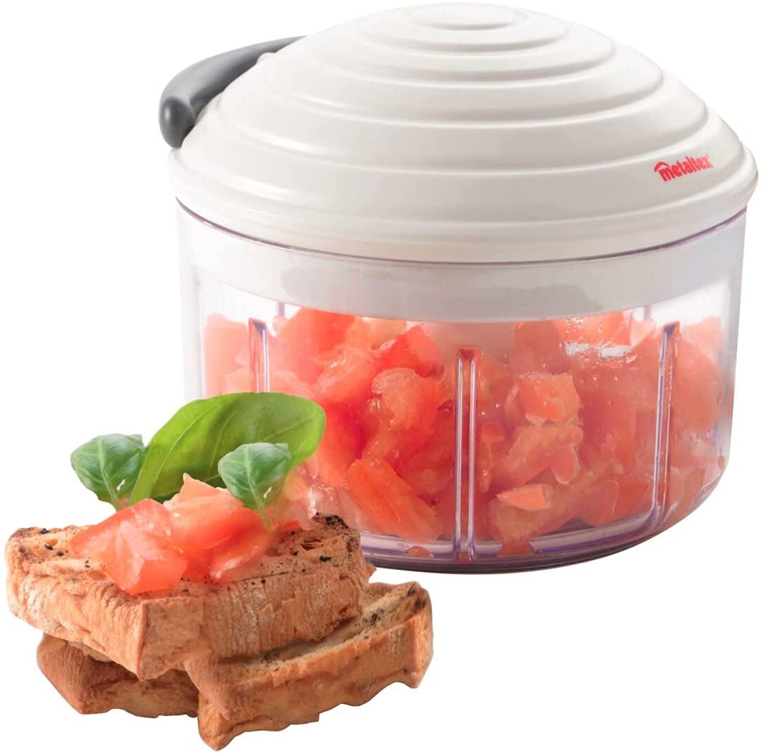 Metaltex Rotomac Herb and Vegetable Manual Chopper with Moveable Blades White