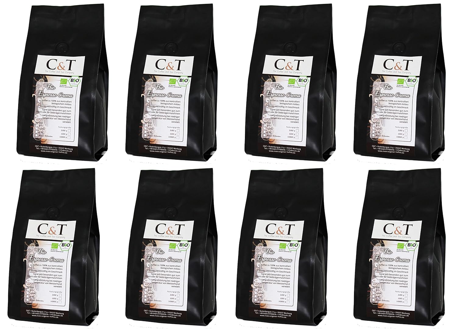 Unsere Kaffees / Espressi Coffee ESPRESSO Crema - Espresso - Ground Coffee 8 x 1000 g Freshly Roasted by Us
