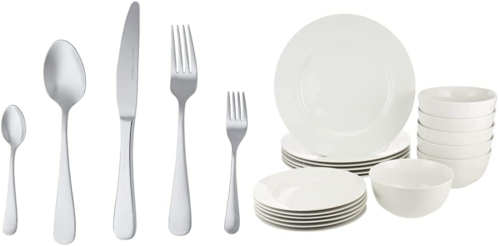 AmazonBasics Amazon Basics 18-Piece Dinner Set for 6 People