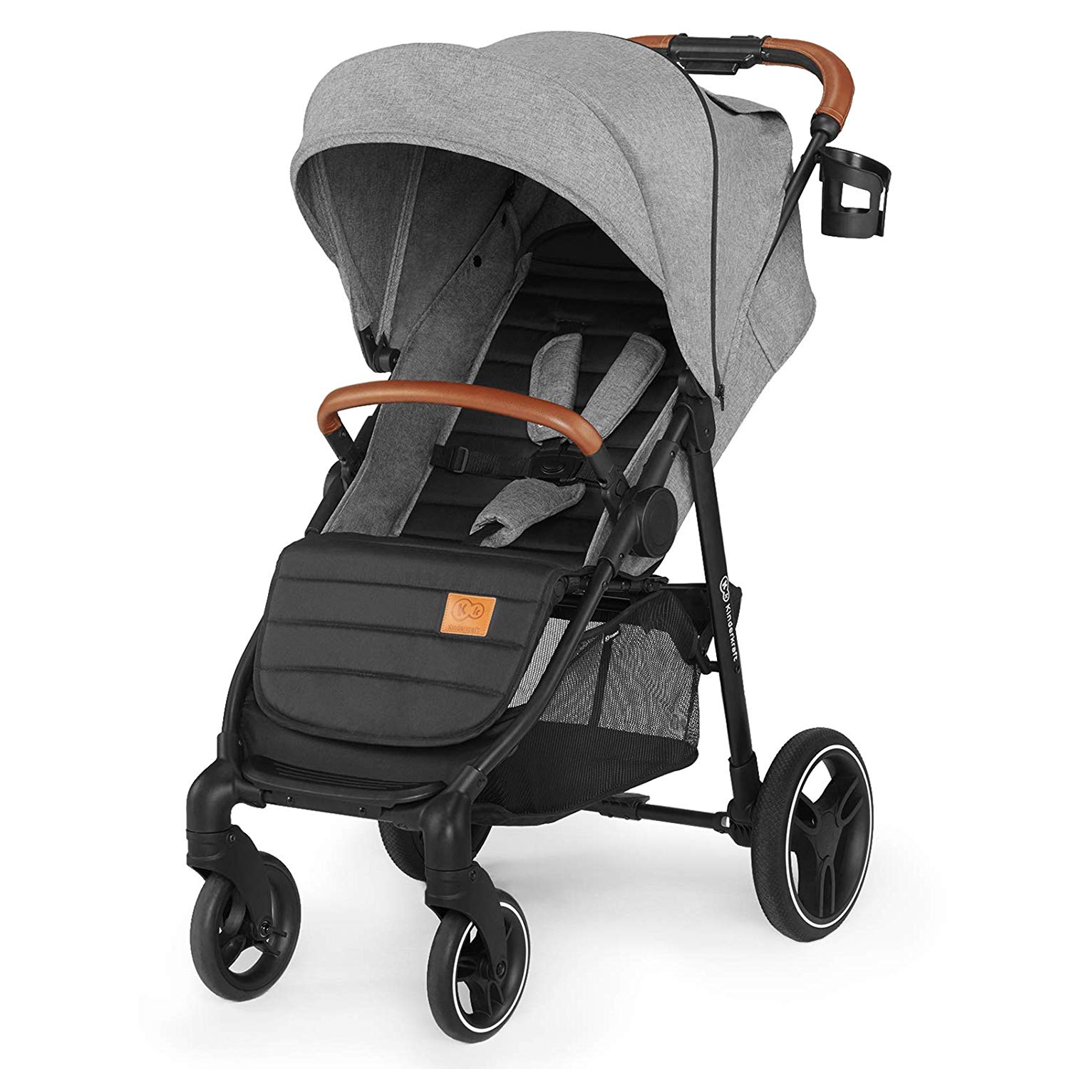 kk Kinderkraft Kinderkraft Kinderwagen GRANDE 2020, Kinderbuggy, Liegebuggy, Sportwagen, Großer und Bequemer Buggy, Zusammenklappen mit Schlaffunktion, Große Bude mit Allradaufhängung, Geräumiger Sitz, Grau