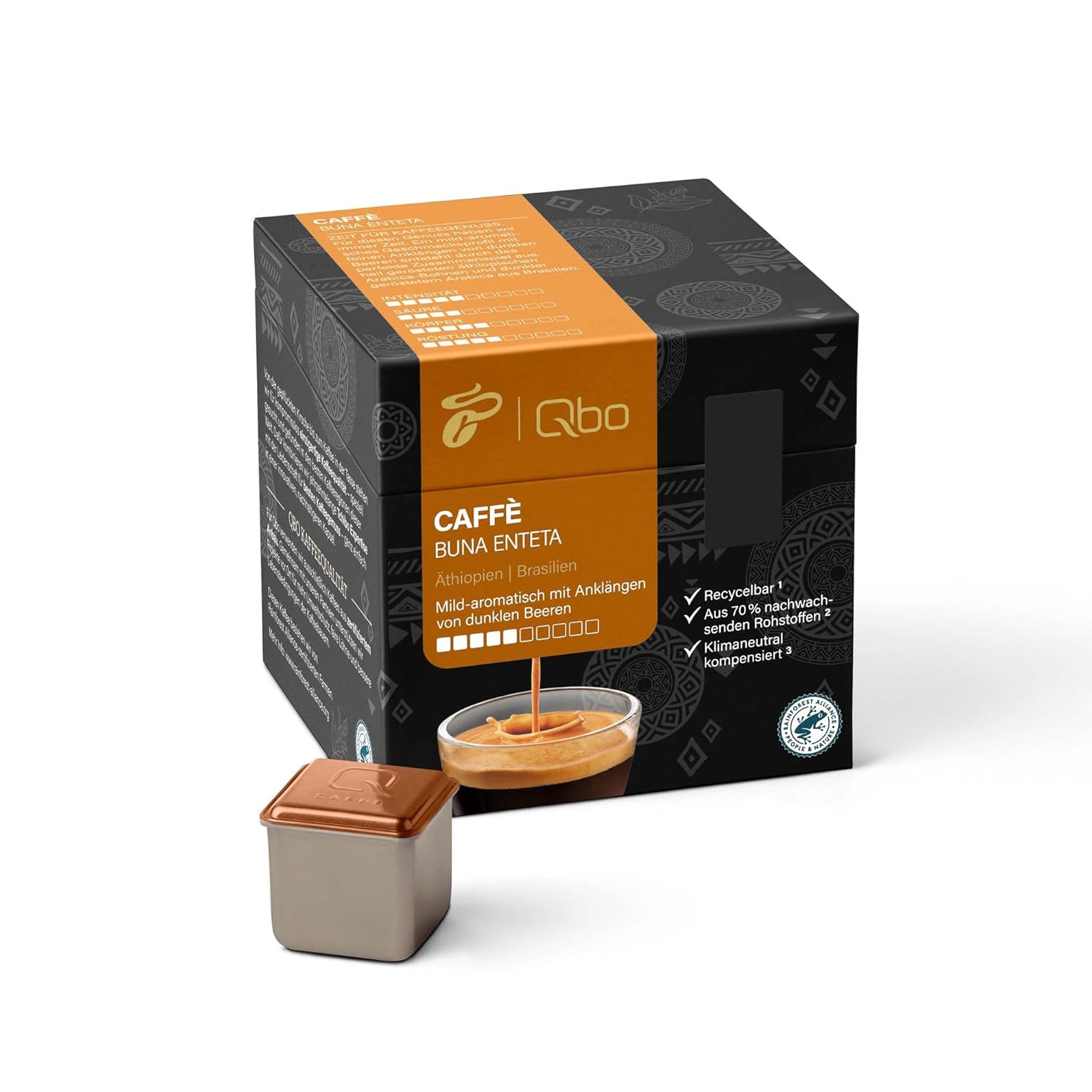 Tchibo Store Tchibo Qbo Caffè Buna Enteta Premium Coffee Capsules, Pack of 27 (Caffè, Intensity 04/10, Mildly Aromatic), Sustainable, Made from 70% Renewable Raw Materials & Climate Neutral Compensated