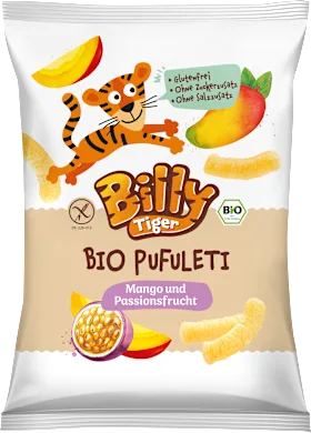 Billy Tiger Children's snack Pufuleti Mango & Passionfruit from 3 years, 35 g