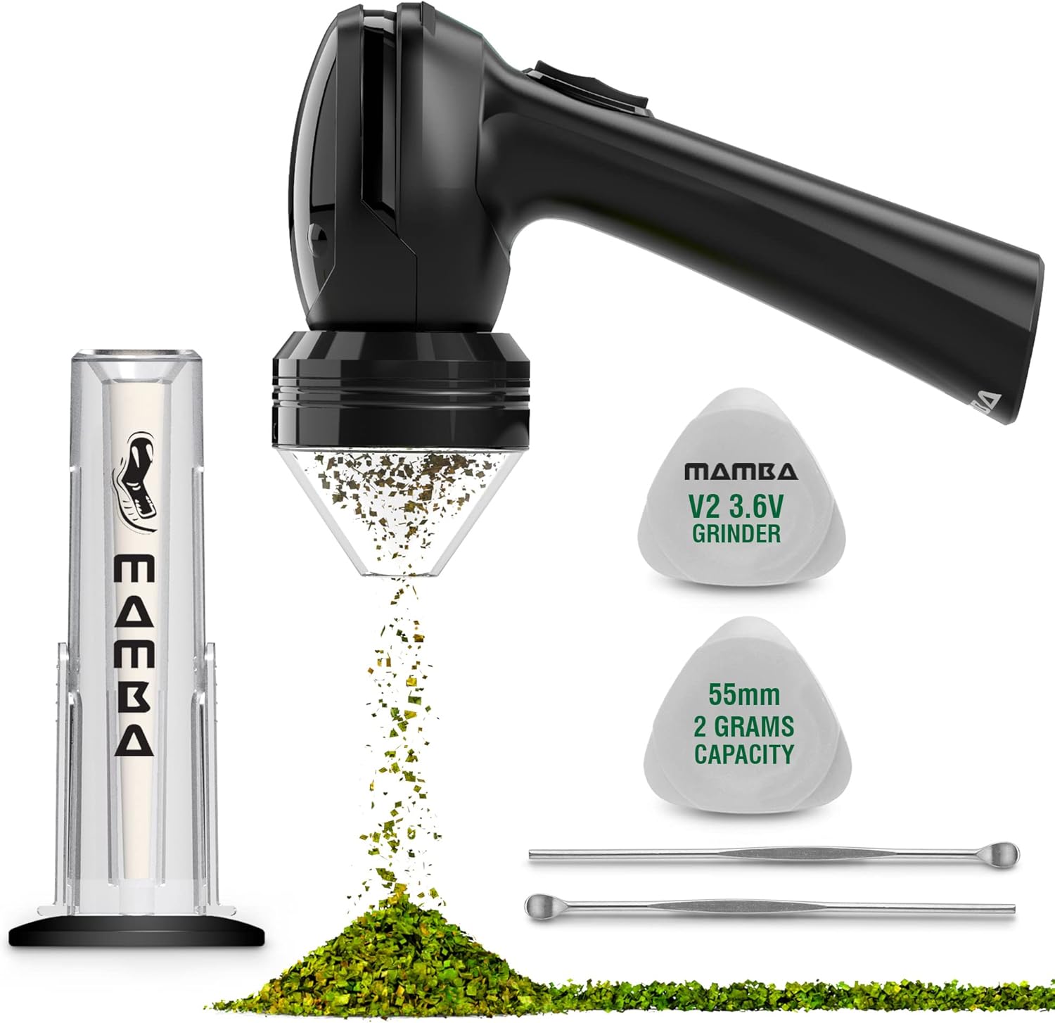 Mamba Grinder Black 1g - Electric Spice Grinder, USB Rechargeable, Aluminum Alloy Grinder, Spice Crusher, Includes Accessory Set, Fully Charge Before Use