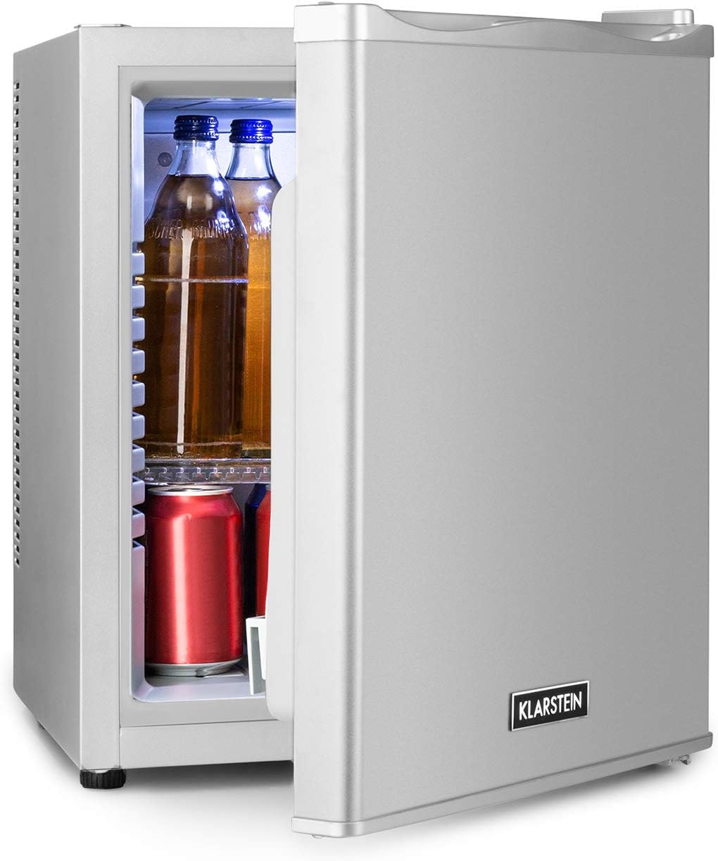 Klarstein Happy Hour - Mini Bar, Mini Fridge, Drinks Refrigerator, Compression, Cooling Temperature: 5-15°C, Silent: 0dB, LED light