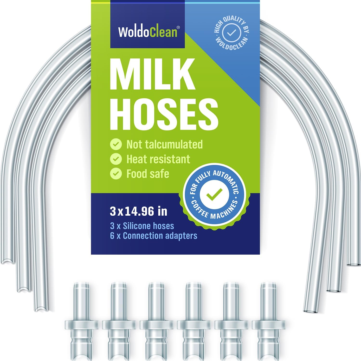 WoldoClean Milk Hose Set Compatible with Jura Fully Automatic Coffee Machines - with 3x Hoses and 6x Adapters