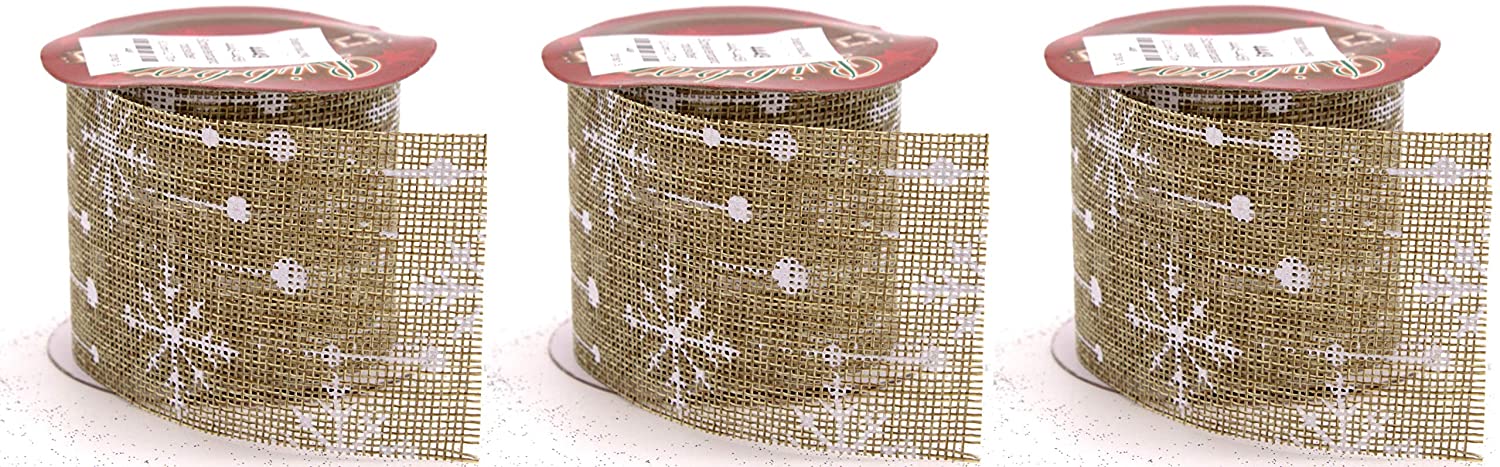 Daro Deko Jute Ribbon 6 Cm X 2.7 M With White Or Red Patterns-1 Piece Or 3 