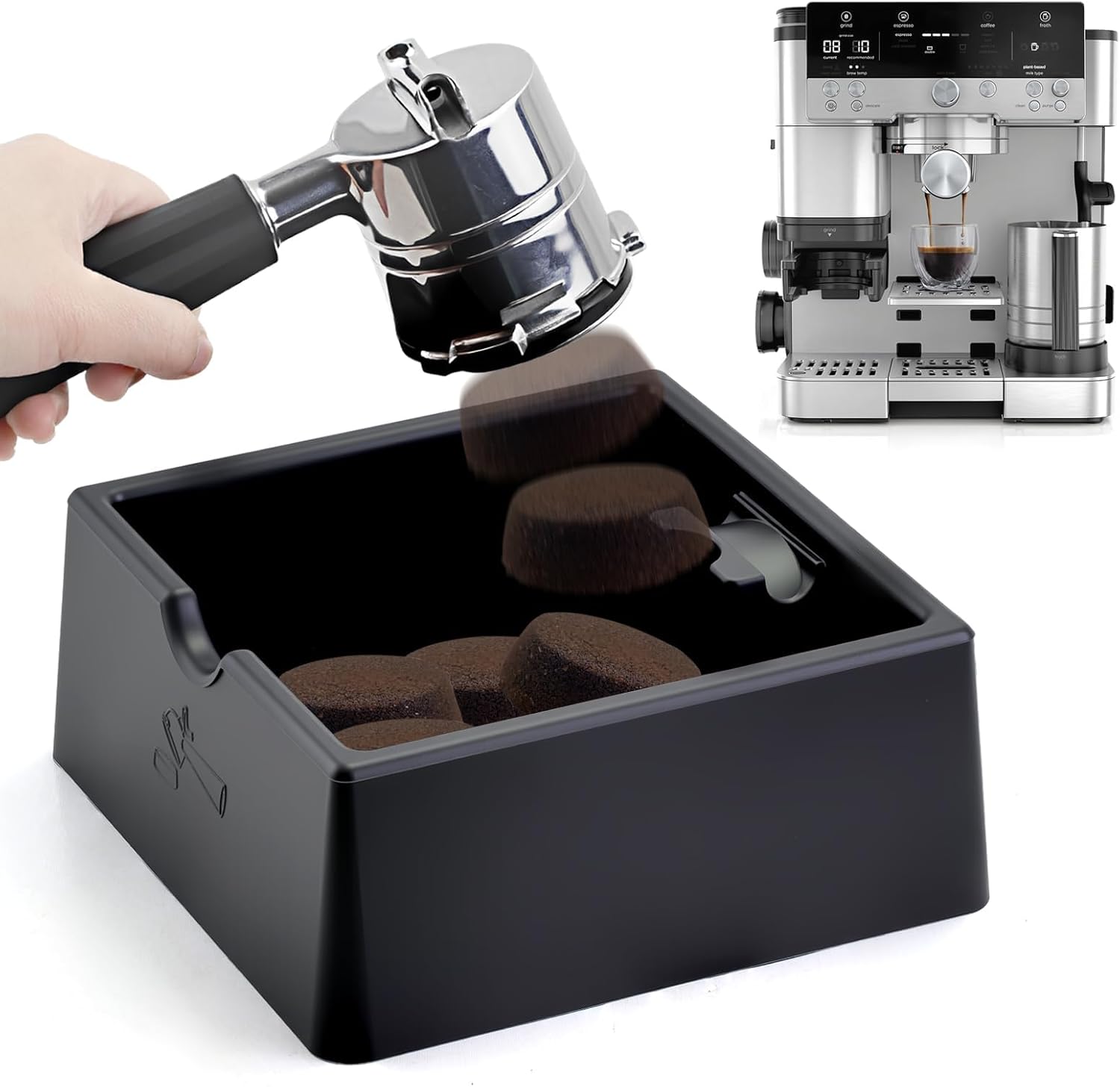 brikinte Coffee Accessories for Ninja Luxe Coffe, Silicone Espresso Knock Box for Ninja Espresso Machine, ES601 & ES701
