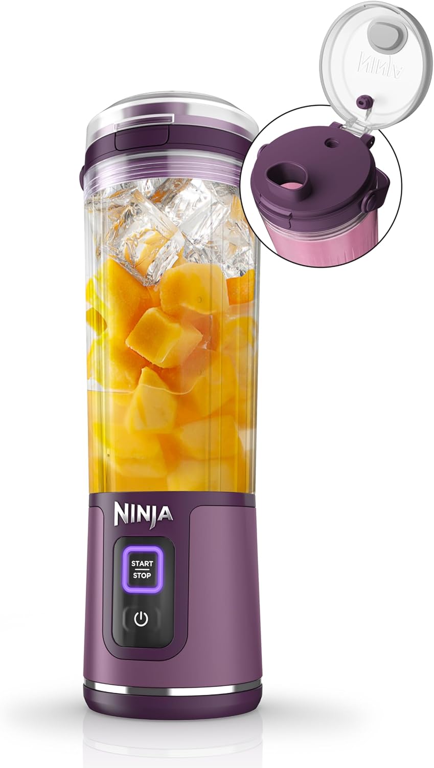 Ninja BC151PR Blast Portable Blender, Wireless, 530 ml, Personal Blender for Shakes & Smoothies, BPA-Free, Leak-proof Lid and Drinking Spout, USB-C Rechargeable, Dishwasher Safe Parts