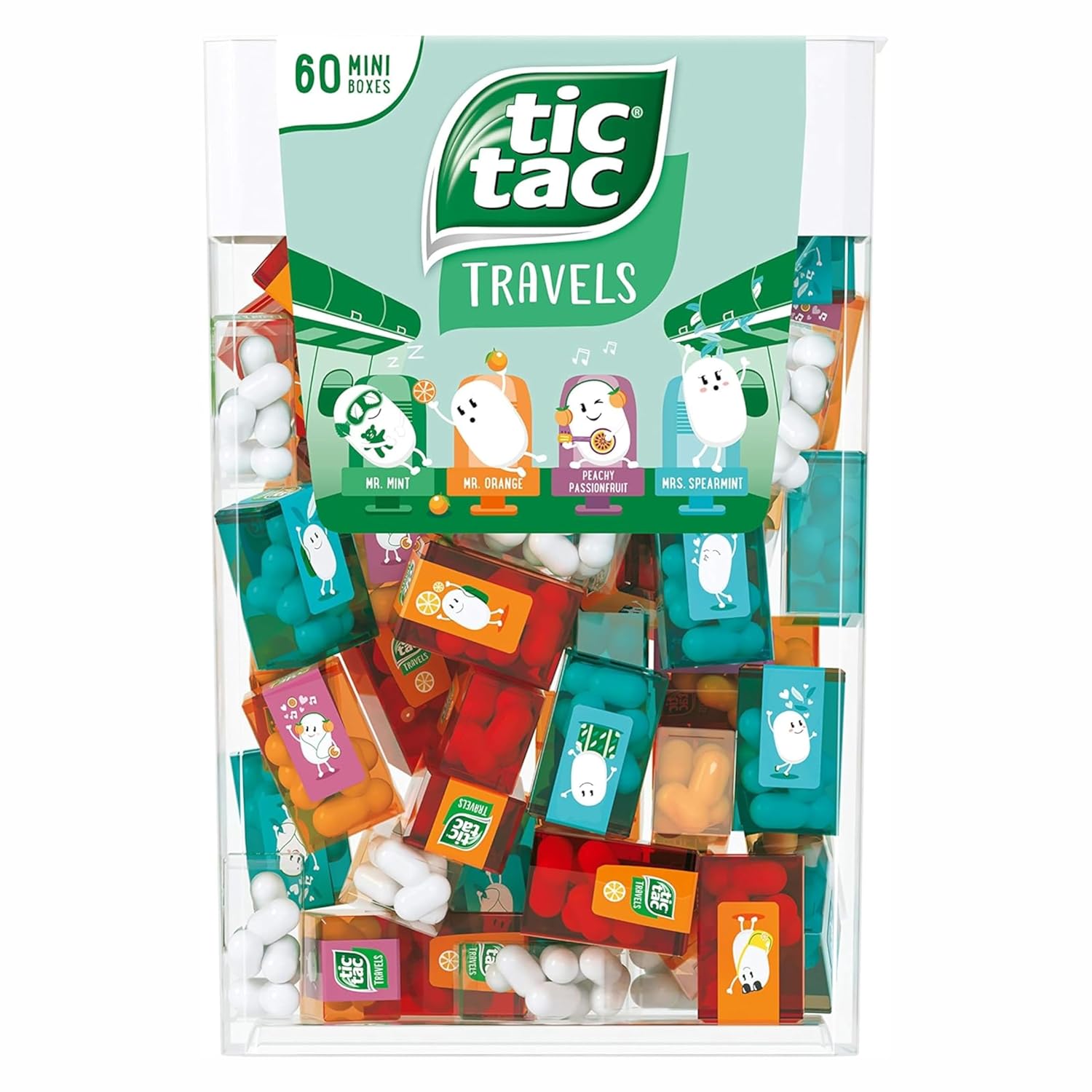 Tic Tac Store TIC TAC Box of 60 Mini Boxes (Mint, Orange, Spearmint, Peach and Passion Fruit) 234 g by Tic Tac 234g