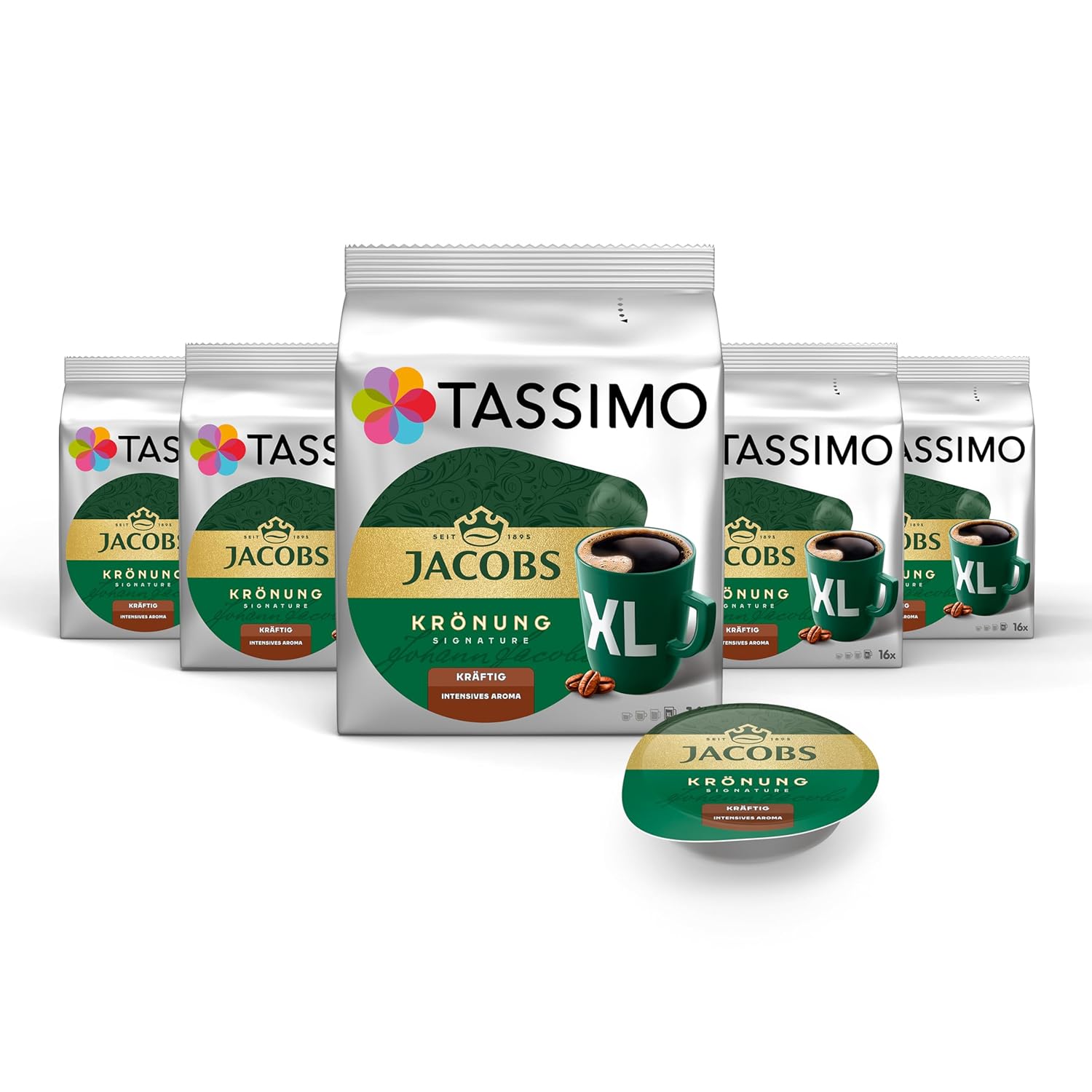 Tassimo Jacobs Krönung Kraftig XL Capsules 5 x 16 Pads 80 Coffee Capsules