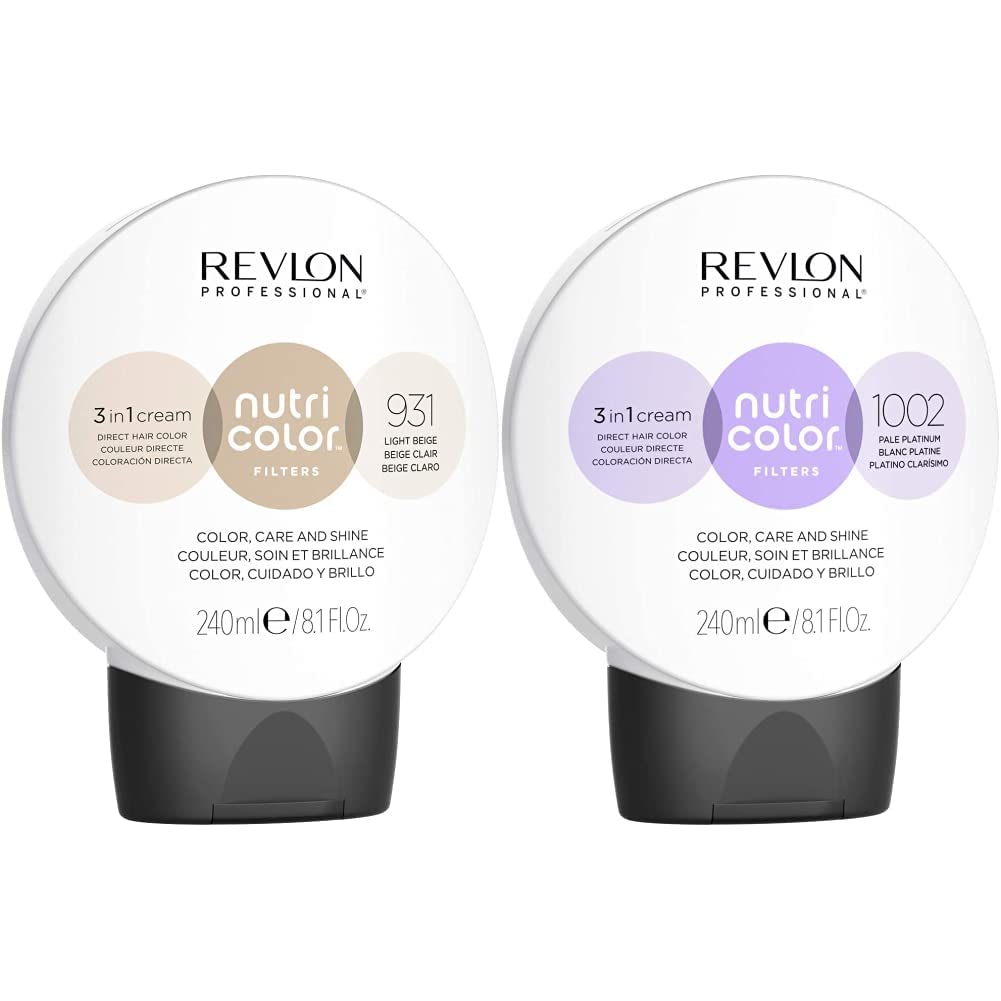 Revlon Nutri Colour Filters - Toning Filters 931 Light Beige, 240 ml, Nourishing Colour Mask with INSTA-PIC-TECHNOLOGY™ & Nutri Colour Filters 1002, 240 ml Ball