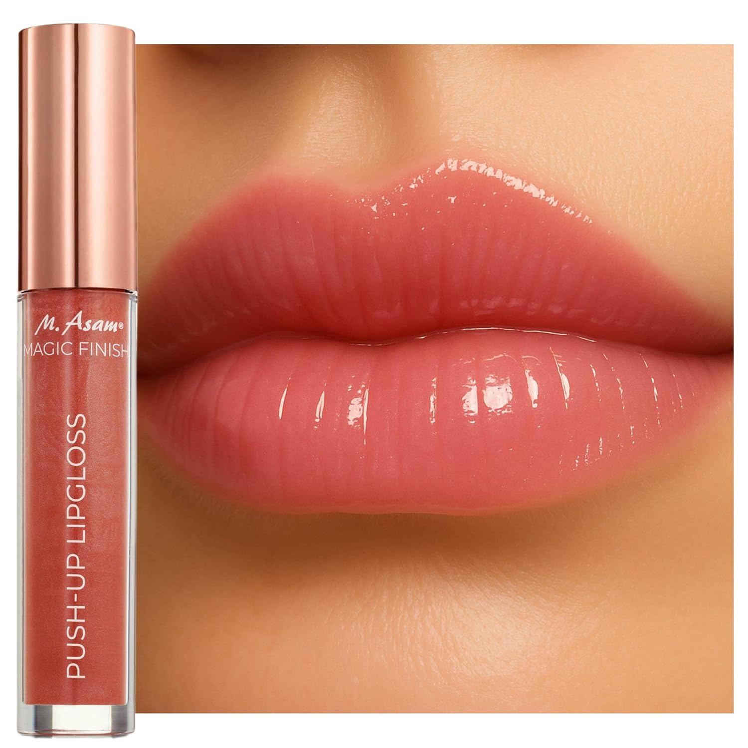 M. Asam Magic Finish Push-Up Lip Gloss Mighty Nude (4 ml) - Plumping Nuder Lip Gloss for Full, Shiny Lips, Enriched with Hyaluron, Tingling Push-Up Effect