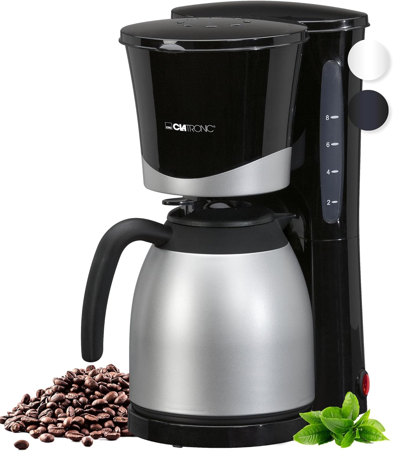 Clatronic® KA 3327 Coffee Machine with Thermos Flask for 8-10 Cups of Coffee No Temperature Loss Filter Coffee Machine 1 Liter Coffee Machine Filter Coffee Machine with Thermos Flask Black