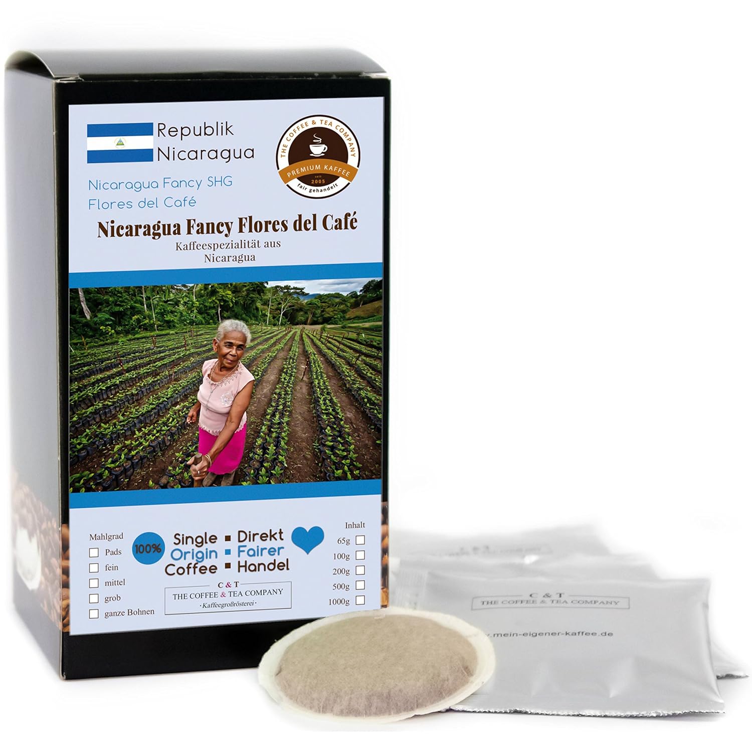 Kaffee Globetrotter - Coffee with Heart - Nicaragua Los Papales - 150 Premium Coffee Pods - for Pod Coffee Machine - Top Coffee Fair Trade Supports Social Projects