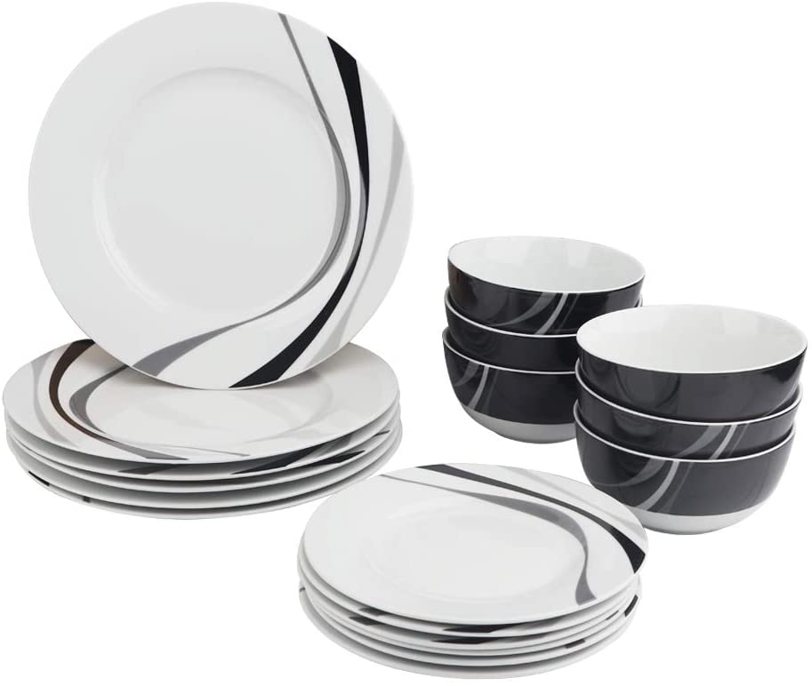 AmazonBasics basics 18-Piece Dinner Set For 6 People