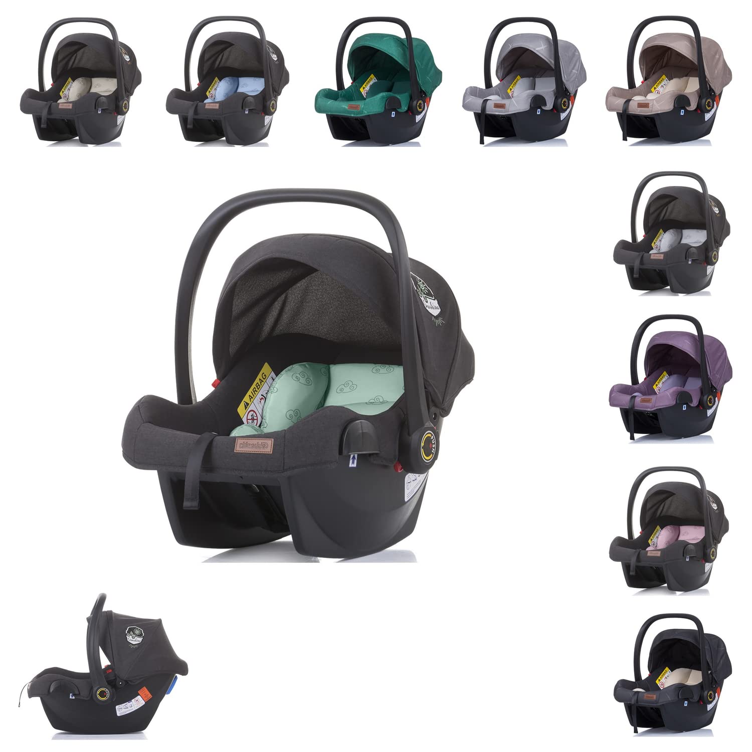 Chipolino Duo Smart Group 0+ Baby Seat (0-13 kg) Sun Canopy Foldable Cushion Colour: Green