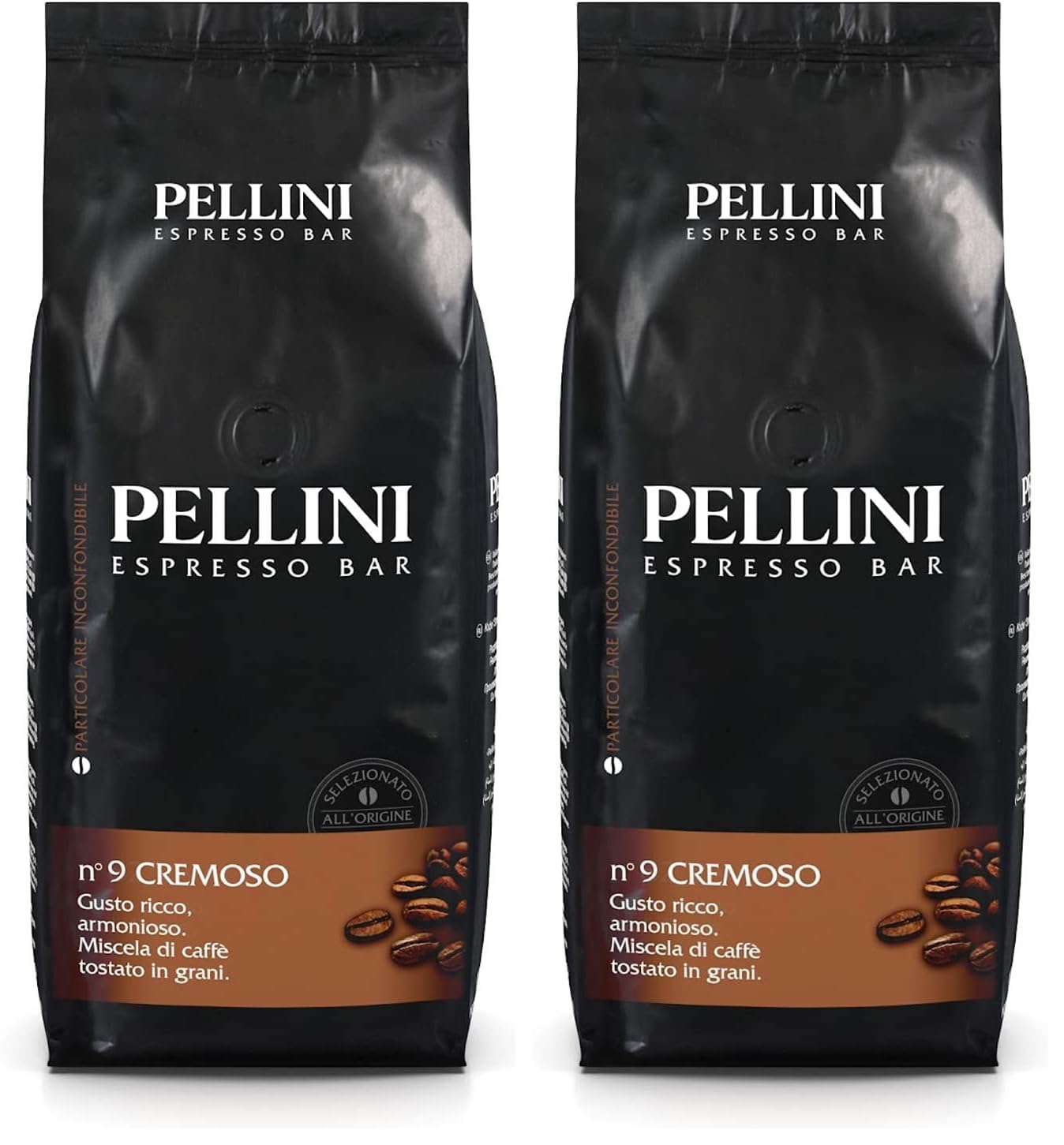 Pellini N.9 Cremoso, Coffee Beans for Espresso 1 kg, Arabica and Robusta Blend with a Full-bodied and Harmonious Flavor, Medium Roast (Pack of 2)