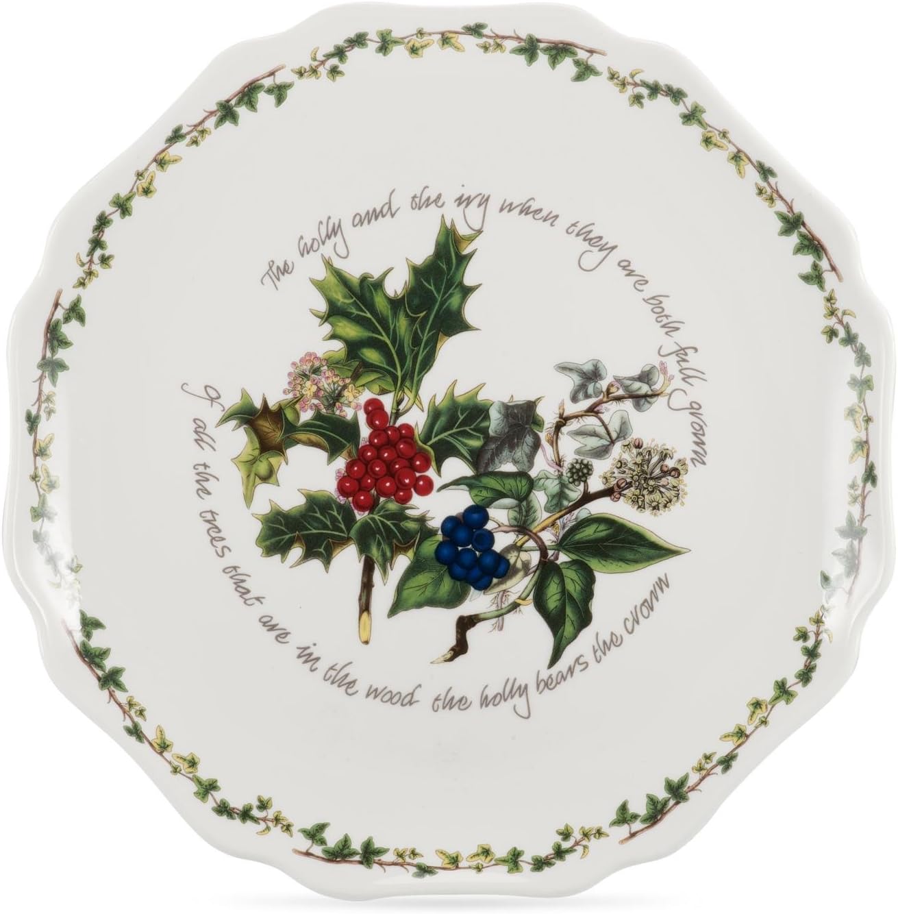 Portmeirion The Holly & Ivy Scalloped Platter, Ceramic Multi-Colour, 28 x 28 x 3 cm