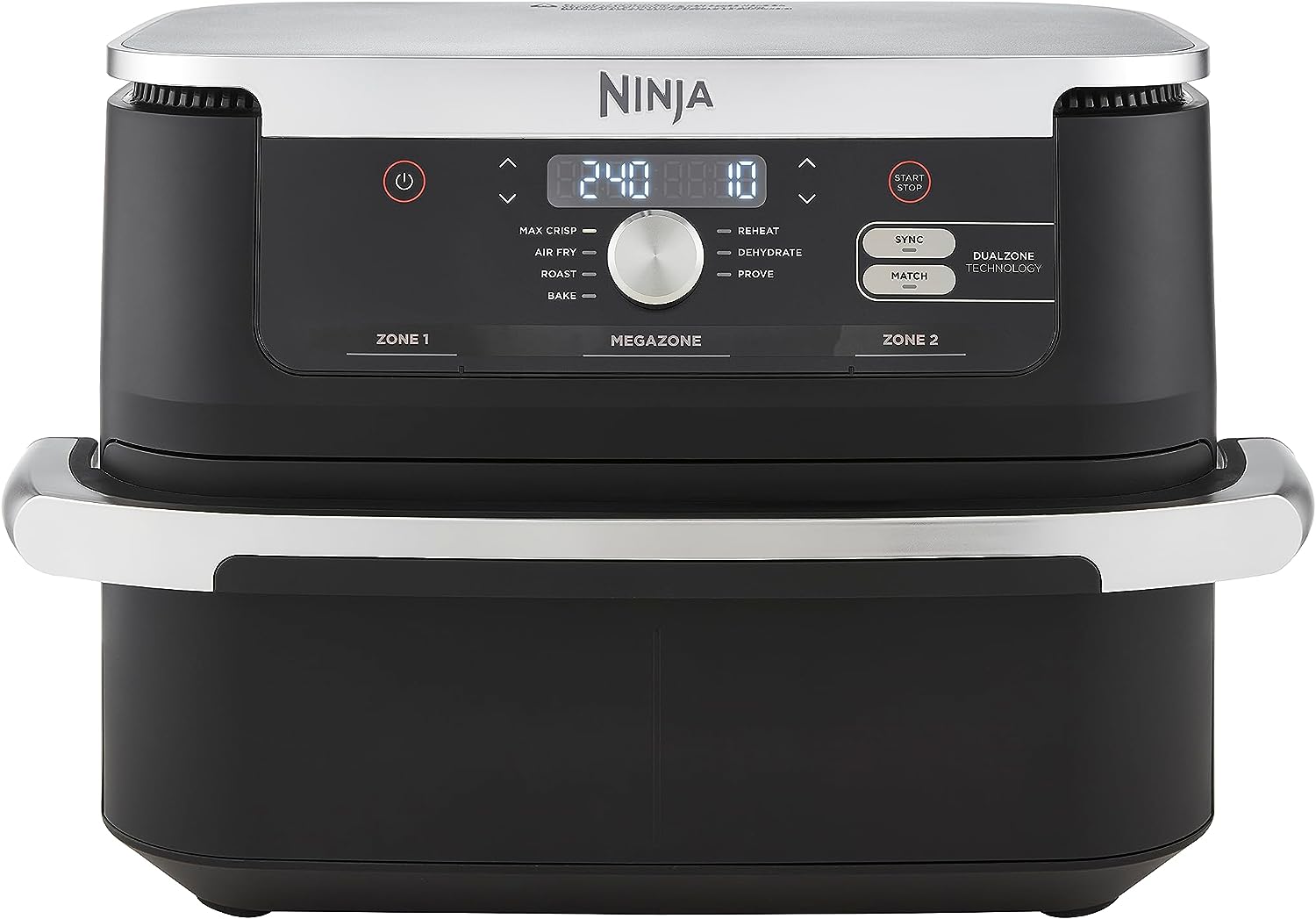Ninja Foodi FlexDrawer Dual Zone Hot Air Fryer, Airfryer with 10.4 Compartments and Removable Separator, Non-Stick Coating, Dishwasher Safe Basket, 7-in-1, Black AF500EU