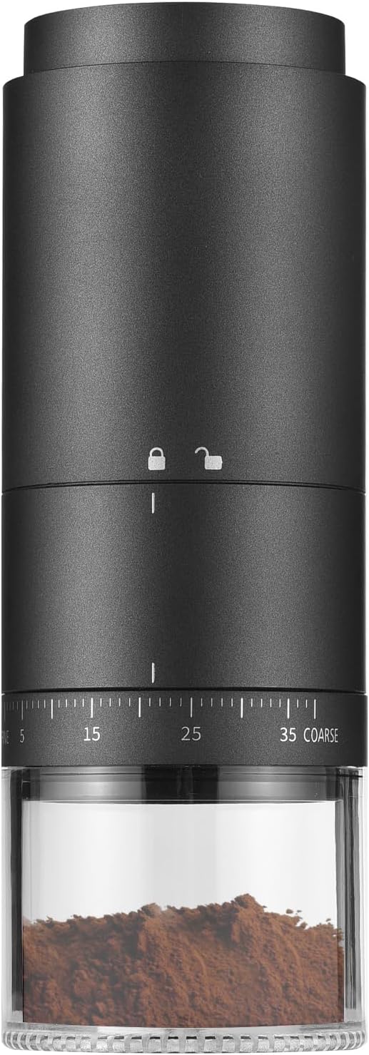 Irishom Portable Coffee Grinder with 38 Grinding Settings, Digital Power Display, 5-Blade Ceramic Cone Grinder, One Button Start and Automatic Stop, Portable Electric Espresso Grinder