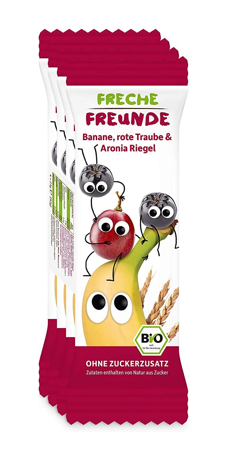 Freche Freunde Bio Frucht-Riegel \"Rote Traube, Aronia & Banane\", ohne Zuckerzusatz, für Kinder & Babys ab 1 Jahr, 6er Pack, 6 x (4 x 23 g)