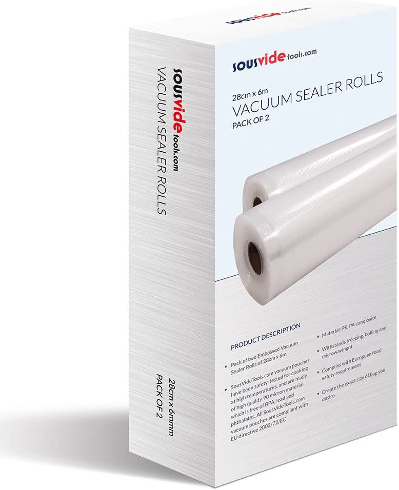 Vacuum Food Sealer rolls by SousVideTools-2 x Vacuum Food Sealer Rolls 28cm (W) x 6 meter (L) (12m in total)