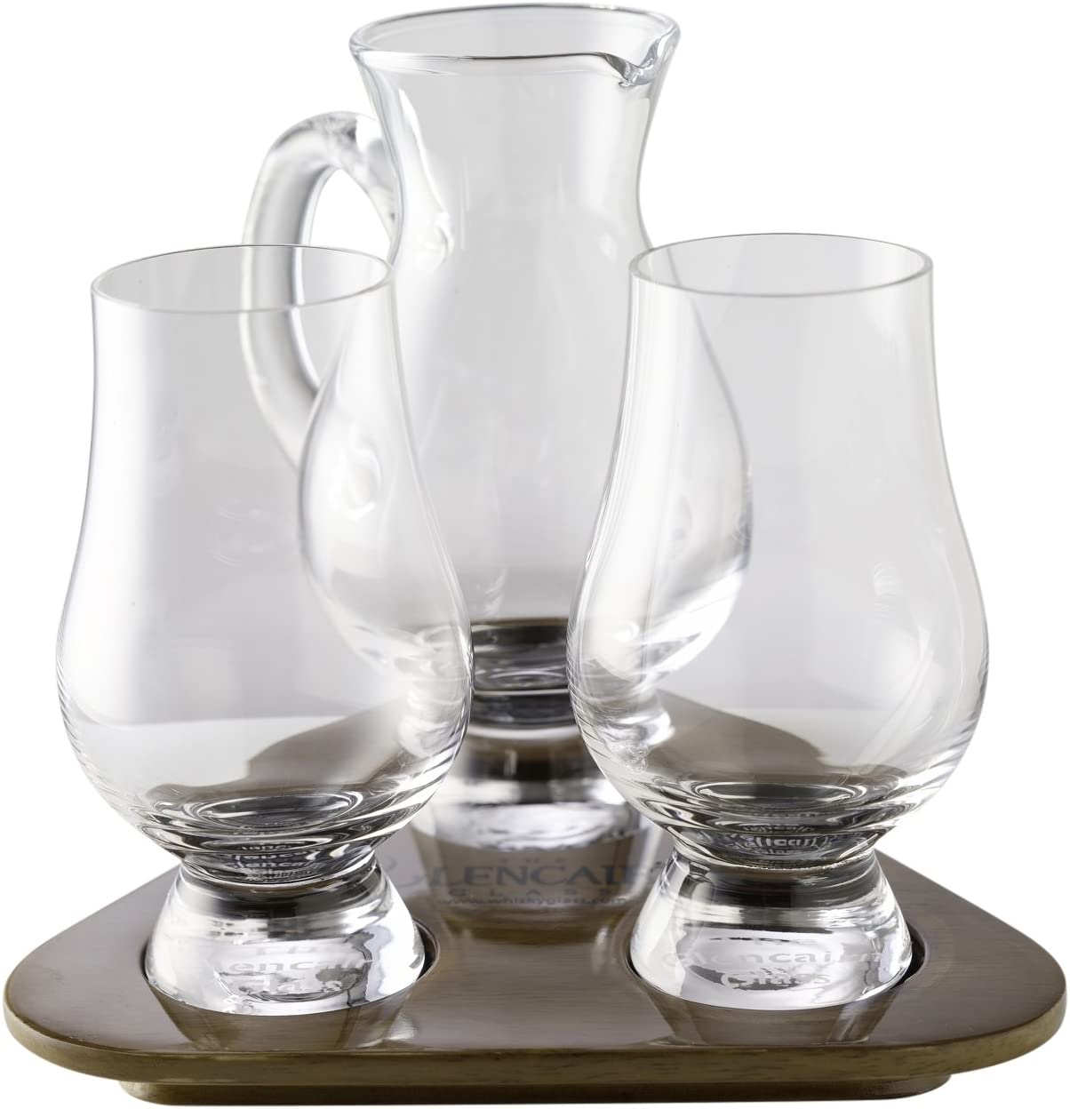 Stölzle Lausitz Stölzle the Glencairn Whiskey Glass Tasting Set of 2 Glasses Wooden Tray and Water Jug