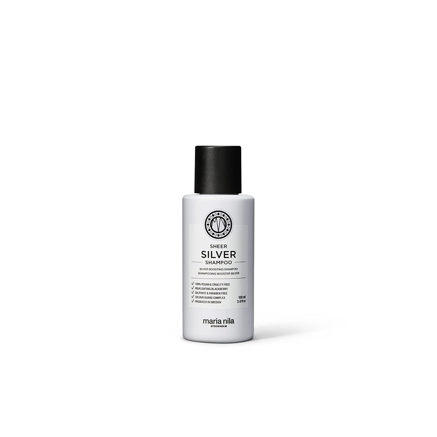 Maria Nila Care & Style Sheer Silver Shampoo, No Yellow Silver Shampoo for a Cool Blonde, Intensive Hair Care Anti Yellow Tinting, Sulphate & Paraben Free, 100 ml, ‎purple