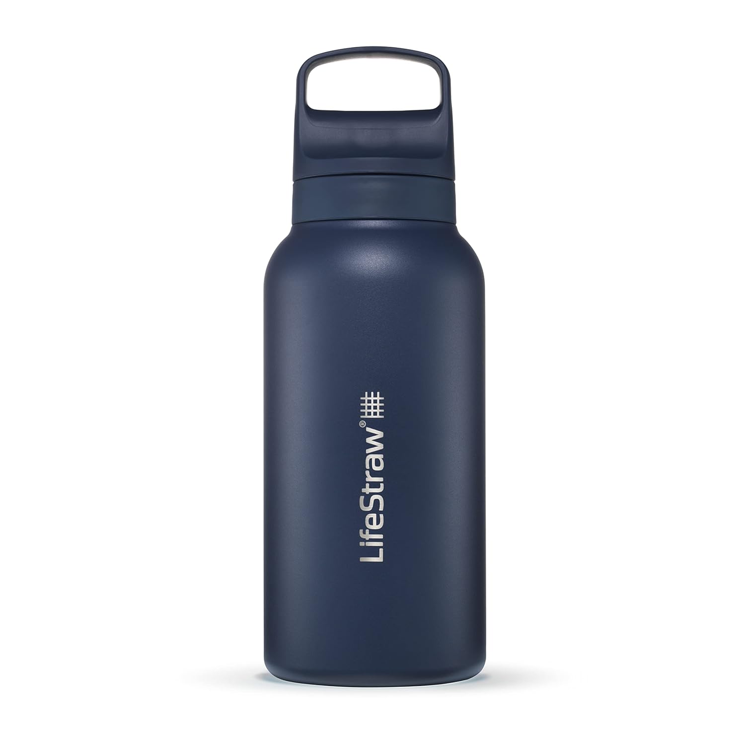 LifeStraw Go Series - Insulated Stainless Steel Water Bottle with Water Filter 1 Litre for Travel & Everyday - Removes Bacteria, Parasites, Microplastics + Improved Taste, Aegean Sea (Blue)