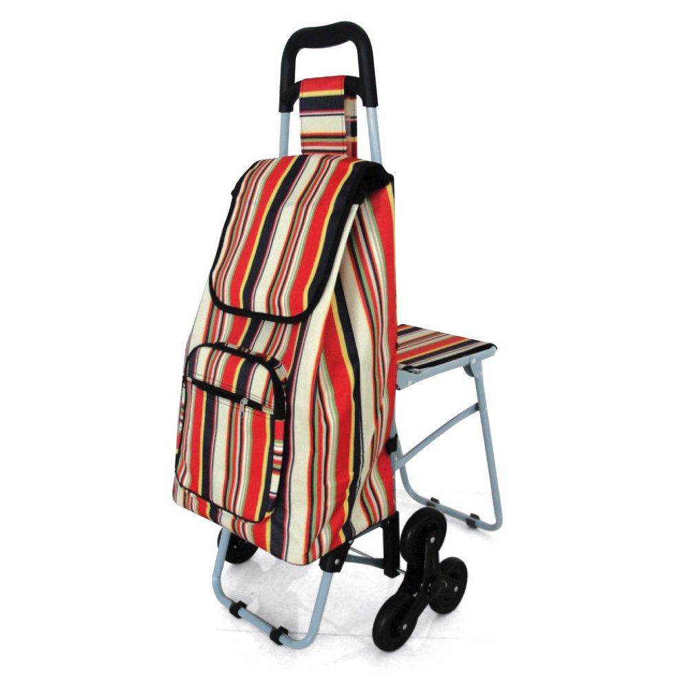 NRS Healthcare NRS M78743 Freizeittrolley with Folding Seat – Triple Wheels