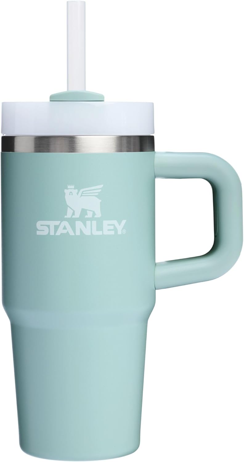 STANLEY Quencher H2.0 Tumbler with Handle and Straw, 400 ml, Flowstate Lid with 3 Positions, Drink Holder, Compatible for Travel, Insulated Stainless Steel Cup, BPA Free, Sea Foam