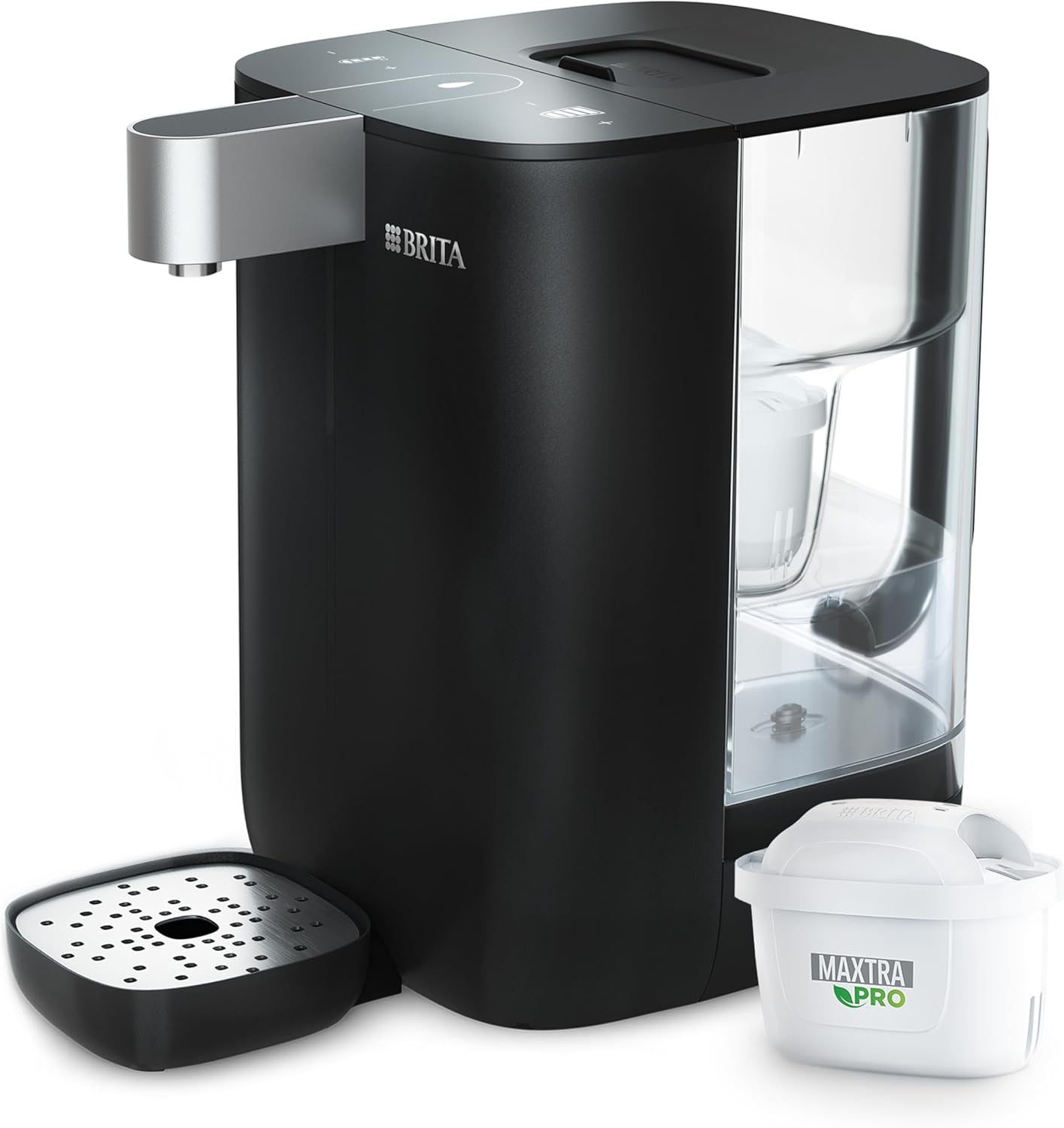 BRITA Cube Hot Water Dispenser - Water Dispenser for Home (4L) Black - with UV-C Technology, Includes Maxtra Pro Extra Limescale Protection Water Filter Cartridge