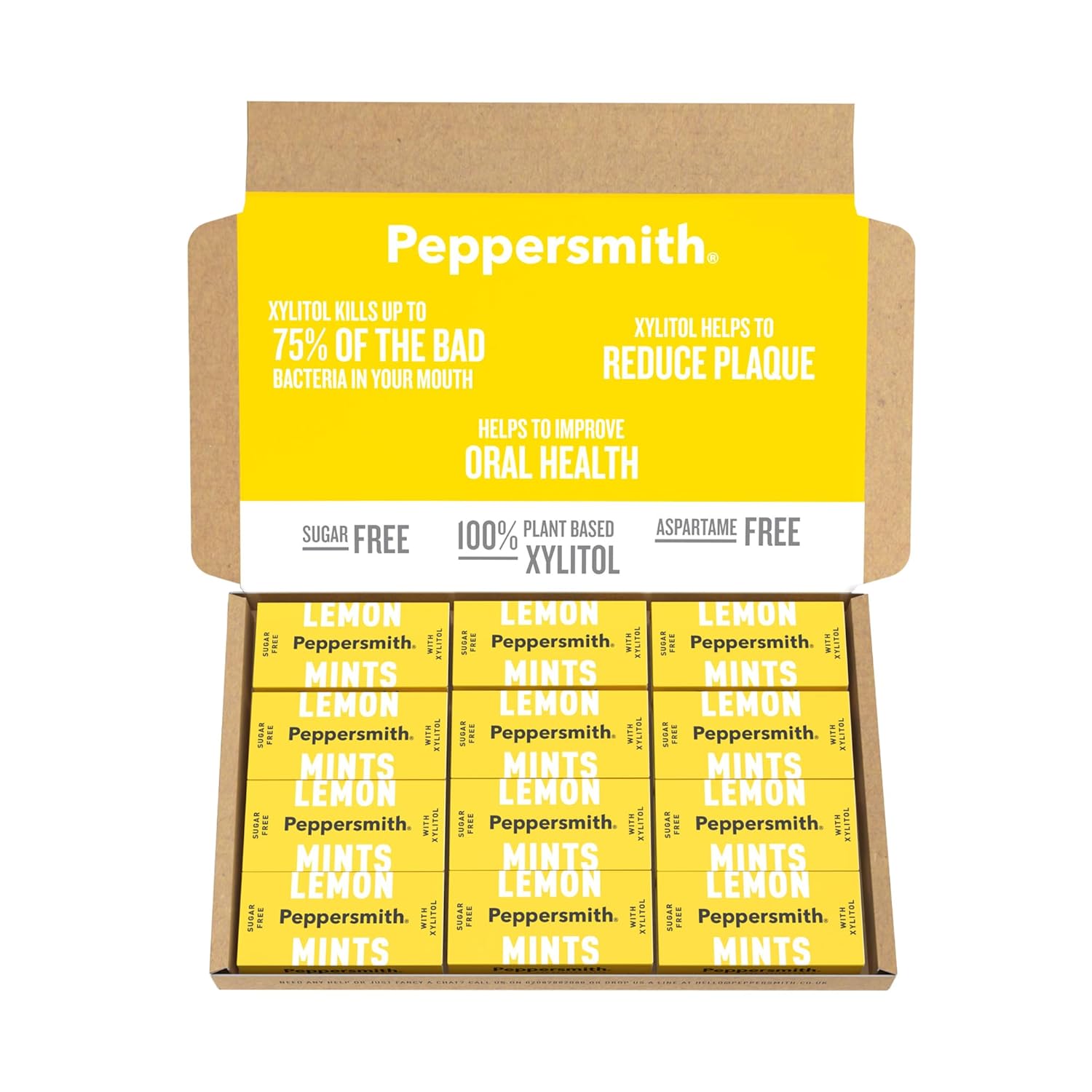 Pepper Smith 100% Xylitol Mints – Sicilian Lemon And Fine English Peppermint – 25 MINTS15 G (Pack of 12, Total 300 Mints) by Pepper Smith