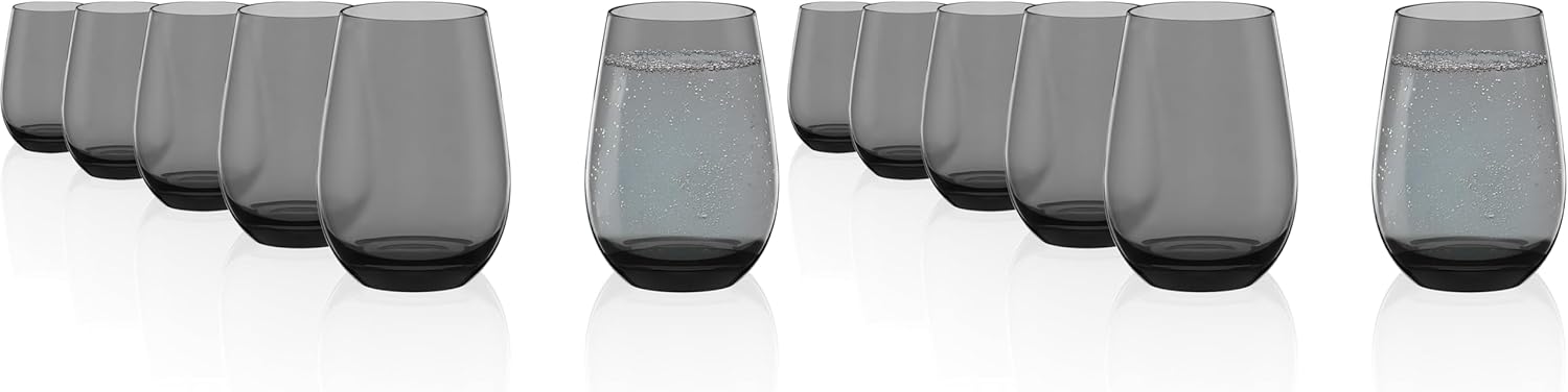 Stölzle Lausitz Store Stölzle Lausitz Elements Smoke Grey Water Glasses, Set of 6, 465 ml, All-Round Glasses for Water, Juice & Cocktails, High-Quality Drinking Glasses Made of Lead-Free Crystal Glass, Dishwasher Safe